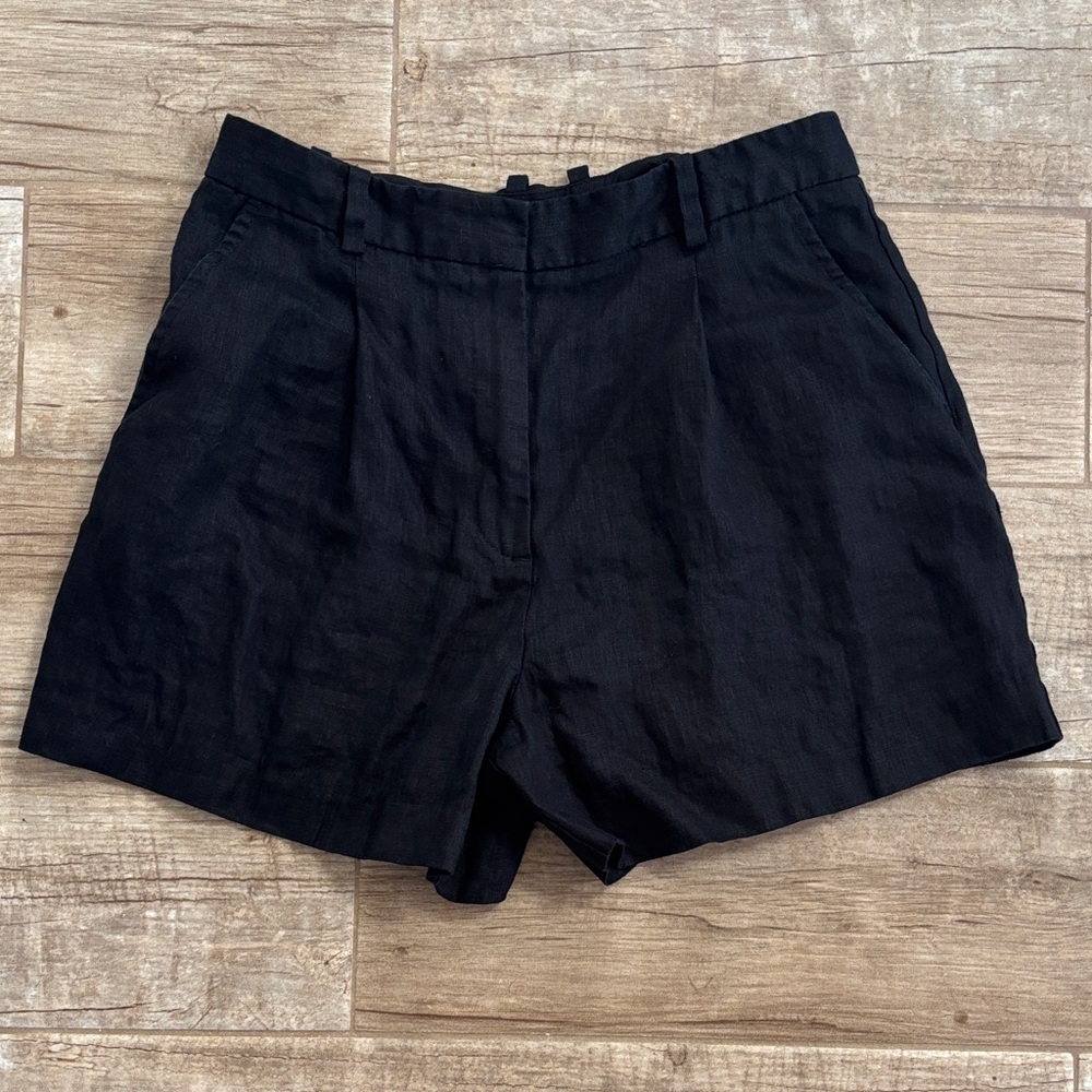 Zara Charcoal Navy Blue Linen Shorts